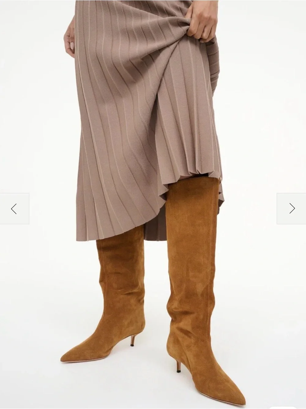 New Staud Sebastian Kitten Heel Suede Knee High Tan Boots Size EU 40.5 10.5 $595